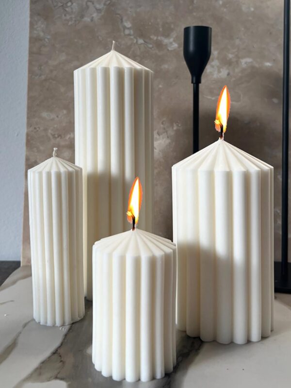 Ivory Pillar Geometric Candle Set