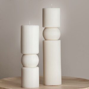 Stacked Ribbed Candle